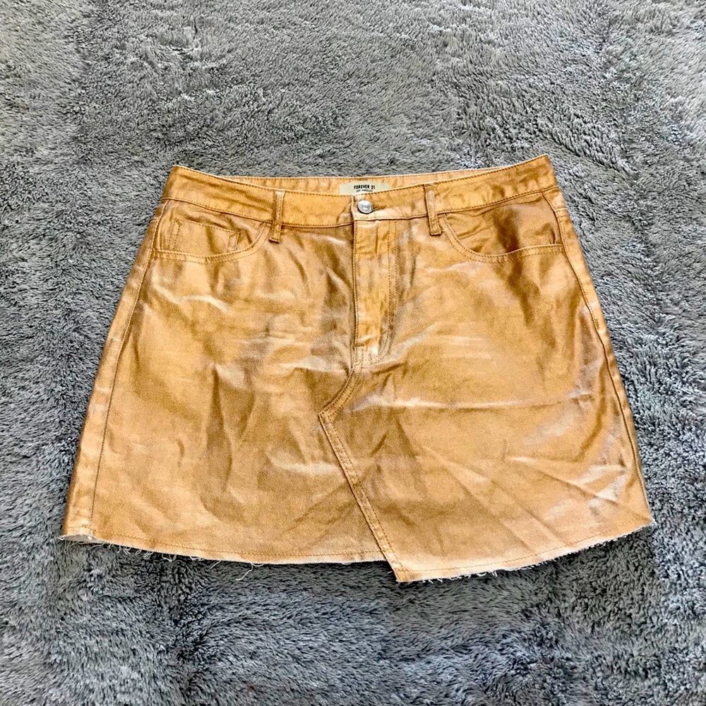 NWOT Forever 21 Gold Denim Skirt